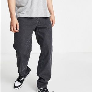ASOS DESIGN straight leg jeans in washed black